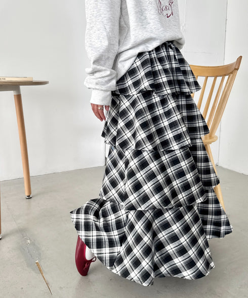 チェックフリルカンカンスカート | SL2256113 | ブラック