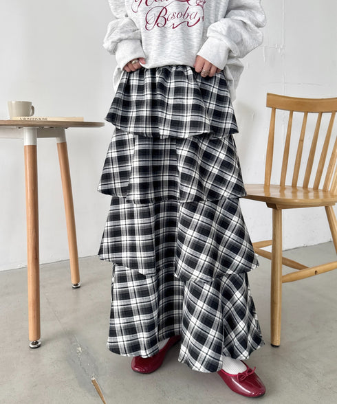 チェックフリルカンカンスカート | SL2256113 | ブラック