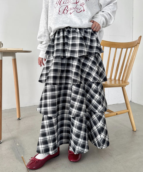 チェックフリルカンカンスカート | SL2256113 | ブラック