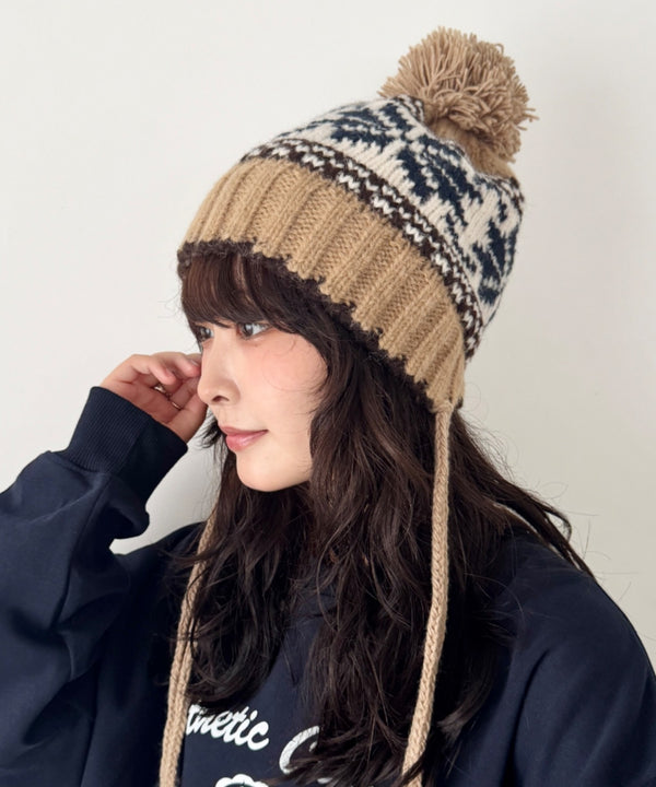 ノルディック柄ニットビーニー | SL5256118 | ベージュ