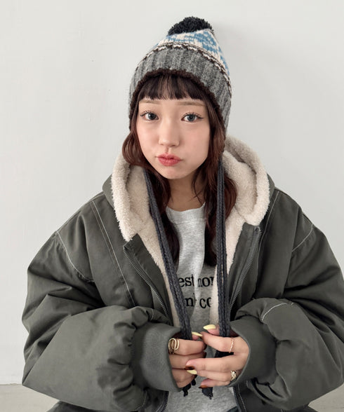 ノルディック柄ニットビーニー | SL5256118 | グレー