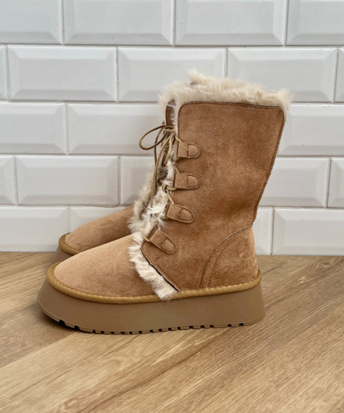 レースアップムートンミドルブーツ | SL3254027 | キャメル