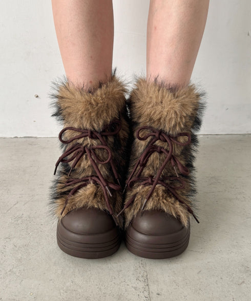 リボンモンスターファーブーツ | SL3254028 | ブラウン