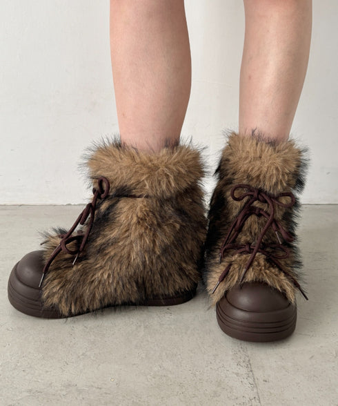 リボンモンスターファーブーツ | SL3254028 | ブラウン