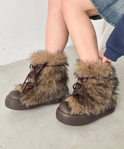 リボンモンスターファーブーツ | SL3254028 | ブラウン