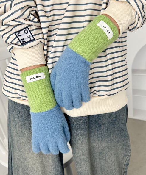 【スマホ対応】バイカラーカラフル手袋 | SL6254029 | ブルー