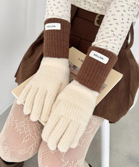 【スマホ対応】バイカラーカラフル手袋 | SL6254029 | アイボリー