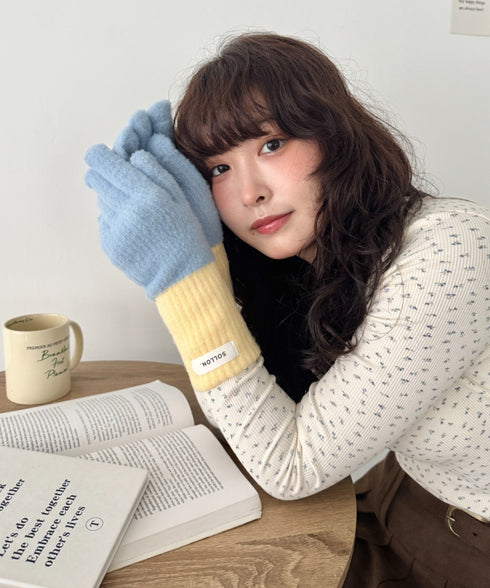 【スマホ対応】バイカラーカラフル手袋 | SL6254029 | ライトブルー