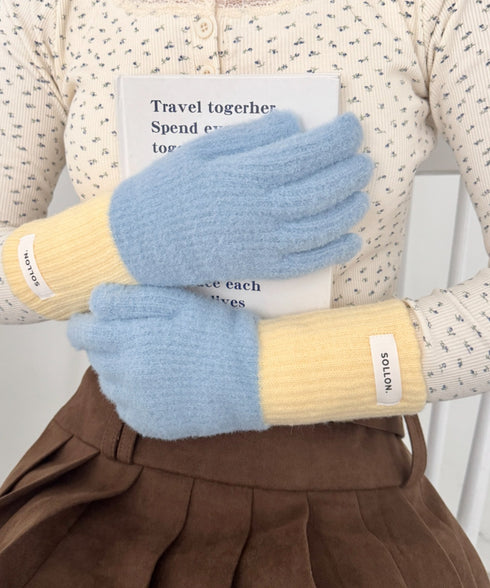 【スマホ対応】バイカラーカラフル手袋 | SL6254029 | ライトブルー