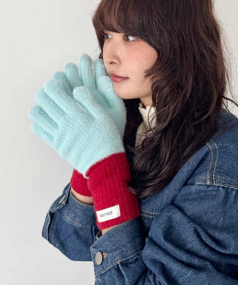 【スマホ対応】バイカラーカラフル手袋 | SL6254029 | ミント