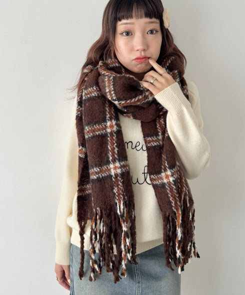 ボリュームチェックマフラー | SL6254030 | ブラウン