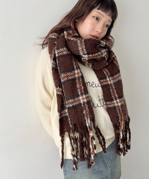 ボリュームチェックマフラー | SL6254030 | ブラウン