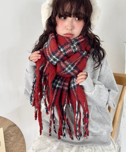 ボリュームチェックマフラー | SL6254030 | レッド