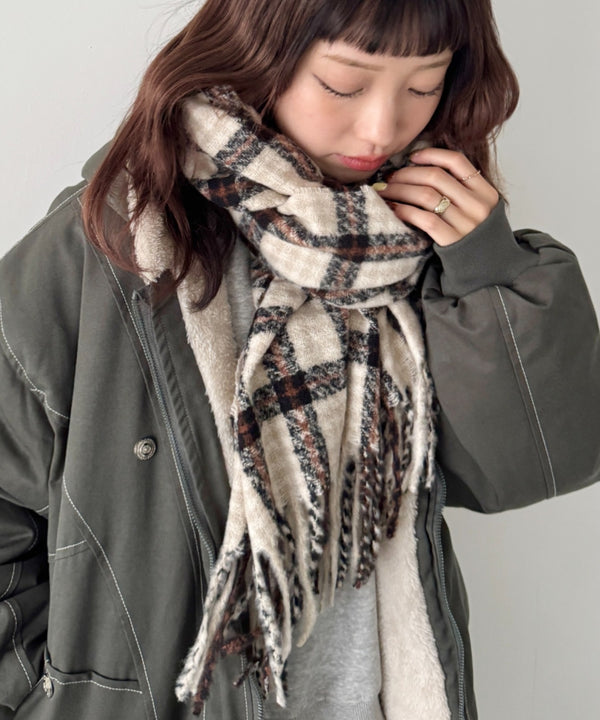 カラフルボリュームチェックマフラー | SL6254031 | アイボリー