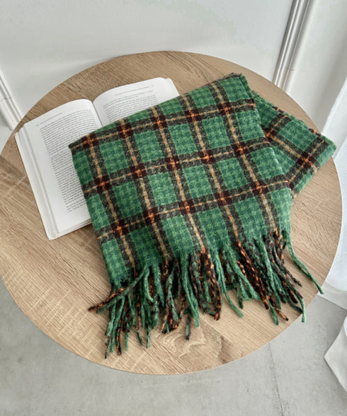 カラフルボリュームチェックマフラー | SL6254031 | グリーン