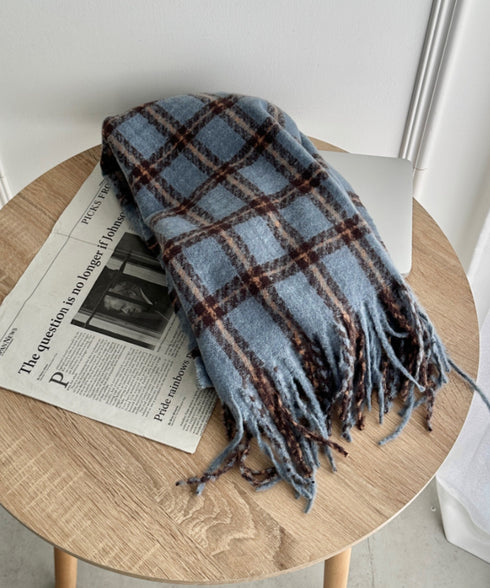 カラフルボリュームチェックマフラー | SL6254031 | ライトブルー