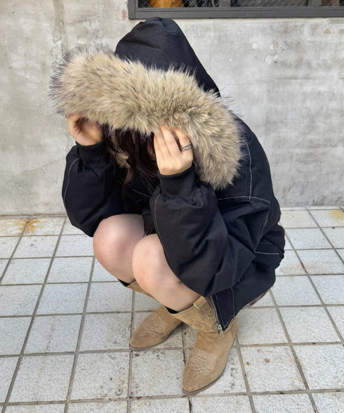 【取り外し可能】ファーフードステッチブルゾン | SL2254033 | ブラック