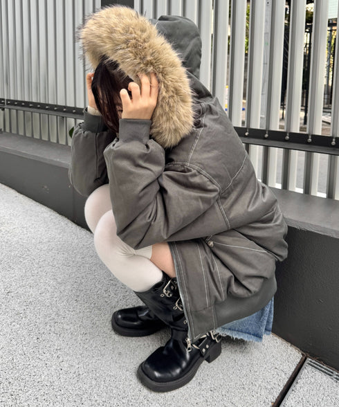 【取り外し可能】ファーフードステッチブルゾン | SL2254033 | カーキ