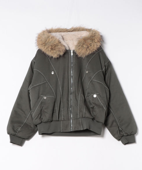 【取り外し可能】ファーフードステッチブルゾン | SL2254033 | カーキ