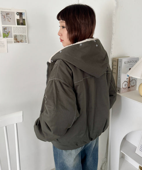 【取り外し可能】ファーフードステッチブルゾン | SL2254033 | カーキ