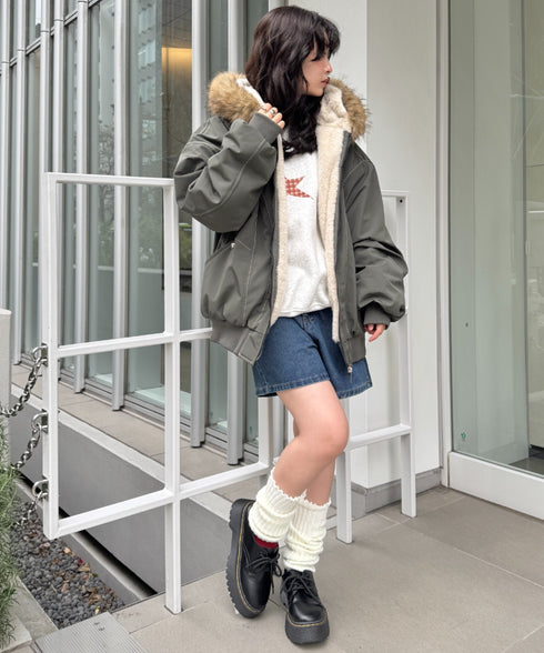 【取り外し可能】ファーフードステッチブルゾン | SL2254033 | カーキ