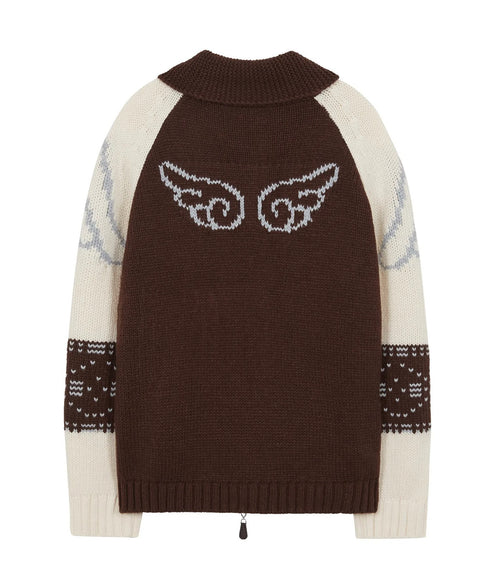 ILLIGO(イリゴ)/エンジェル カウチン ジップアップ ニット カーディガン/ANGEL RING COWICHAN KNIT ZIP-UP | AT2254023 | ブラウン