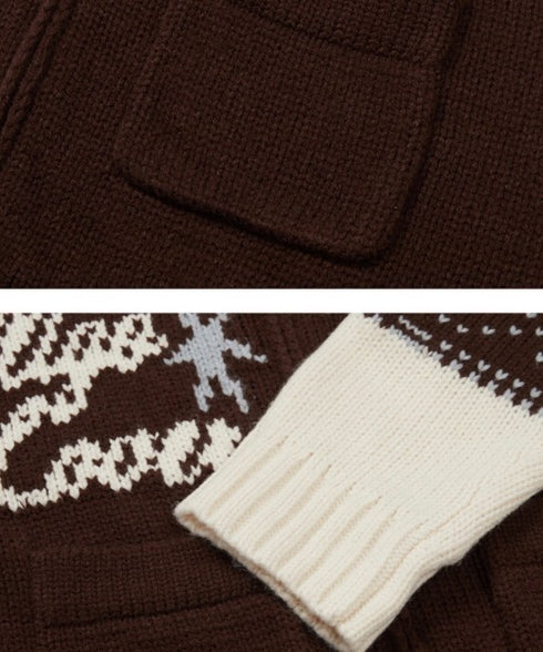 ILLIGO(イリゴ)/エンジェル カウチン ジップアップ ニット カーディガン/ANGEL RING COWICHAN KNIT ZIP-UP | AT2254023 | ブラウン