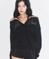 ILLIGO(イリゴ)/アイレット オフショルダー スウェット/BUTTON EYELET OFF-SHOULDER SWEATSHIRT | AT2254024 | ブラック