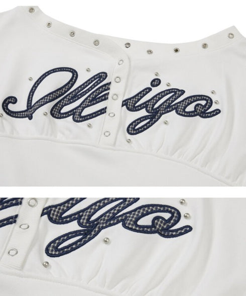 ILLIGO(イリゴ)/アイレット オフショルダー スウェット/BUTTON EYELET OFF-SHOULDER SWEATSHIRT | AT2254024 | ホワイト