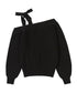 ILLIGO(イリゴ)/ブローチ付き オフショルダー ニット プルオーバー/BLOOM BOW OFF-SHOULDER KNIT | AT2254025 | ブラック