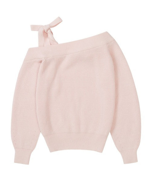 ILLIGO(イリゴ)/ブローチ付き オフショルダー ニット プルオーバー/BLOOM BOW OFF-SHOULDER KNIT | AT2254025 | ピンク