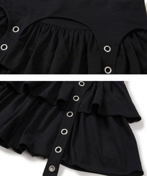 ILLIGO(イリゴ)/レイヤード フリル ティアード ミニスカート(インナーパンツ付き)CANCAN LAYERED LIP SKIRT | AT2254026 | ブラック