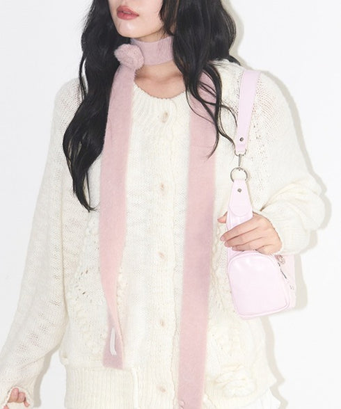 ILLIGO(イリゴ)/2WAY ブローチ付き チョーカー タイ アンゴラ マフラー/FLEUR ANGORA MUFFLER | AT6254027 | ピンク