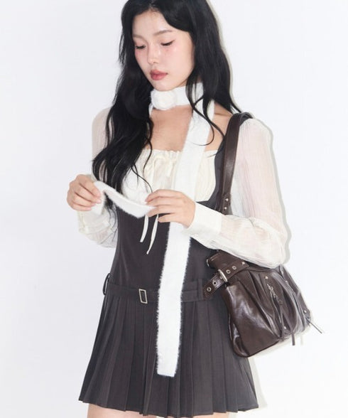 ILLIGO(イリゴ)/2WAY ブローチ付き チョーカー タイ アンゴラ マフラー/FLEUR ANGORA MUFFLER | AT6254027 | ホワイト