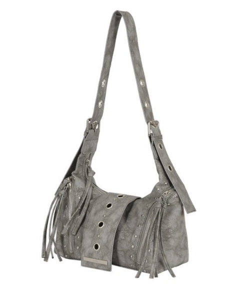 ILLIGO(イリゴ)/ヴィンテージ アイレット スタッズ ショルダーバッグ/RIFF EYELET SHOULDER BAG | AT1254028 | グレー