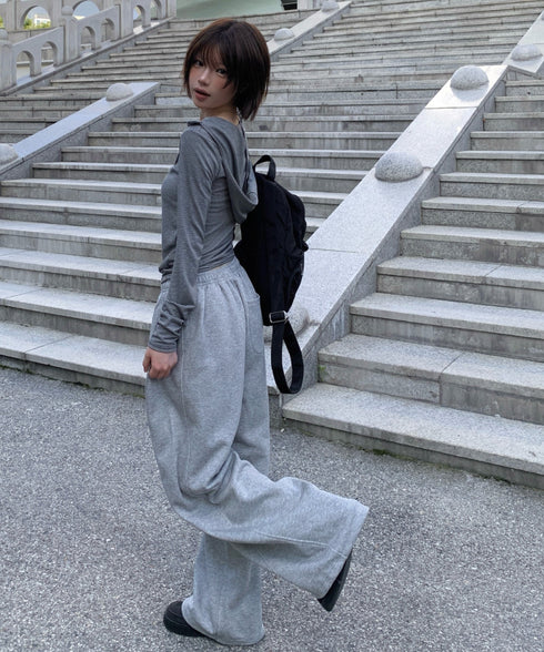 anyonemore(エニワンモア)/ワイド ルーズ 裾ドロスト サイド切り替え トレーニング スウェットパンツ/Rippon Long Wide Training Pants | AT2254030 | グレー