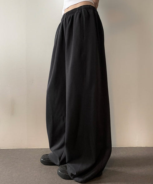 anyonemore(エニワンモア)/ワイド ルーズ 裾ドロスト サイド切り替え トレーニング スウェットパンツ/Rippon Long Wide Training Pants | AT2254030 | ブラック