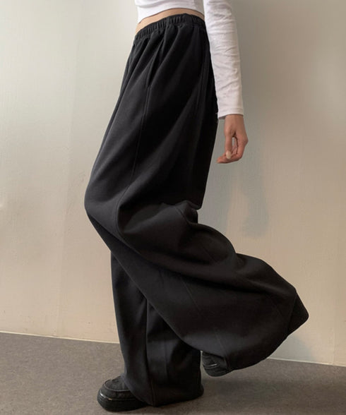 anyonemore(エニワンモア)/ワイド ルーズ 裾ドロスト サイド切り替え トレーニング スウェットパンツ/Rippon Long Wide Training Pants | AT2254030 | ブラック