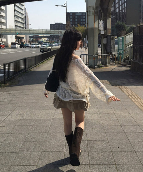 anyonemore(エニワンモア)/(ベルト+キャミソールセット)ベルト付き メッシュニット パット付きキャミソール セット/Hills Loose fit Hippie Mesh Knitwear Cap sleeveless Set | AT2254032 | ベージュ