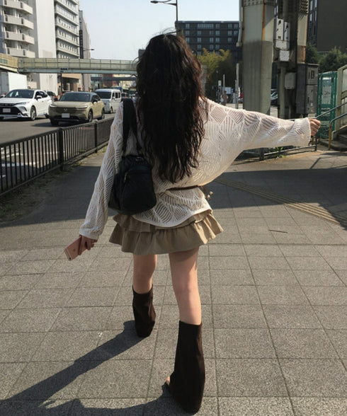 anyonemore(エニワンモア)/(ベルト+キャミソールセット)ベルト付き メッシュニット パット付きキャミソール セット/Hills Loose fit Hippie Mesh Knitwear Cap sleeveless Set | AT2254032 | ベージュ