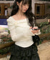 anyonemore(エニワンモア)/オフショルダー コサージュ付き スリム ニット プルオーバー/Weave Off-Shoulder Corsage Slim Knit | AT2254033 | アイボリー