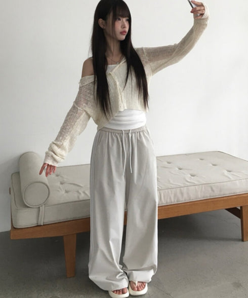 anyonemore(エニワンモア)/サイドレースライン ドローストリング トラック トレーニング パンツ/Dove Line Track Training Pants | AT2254034 | ベージュ