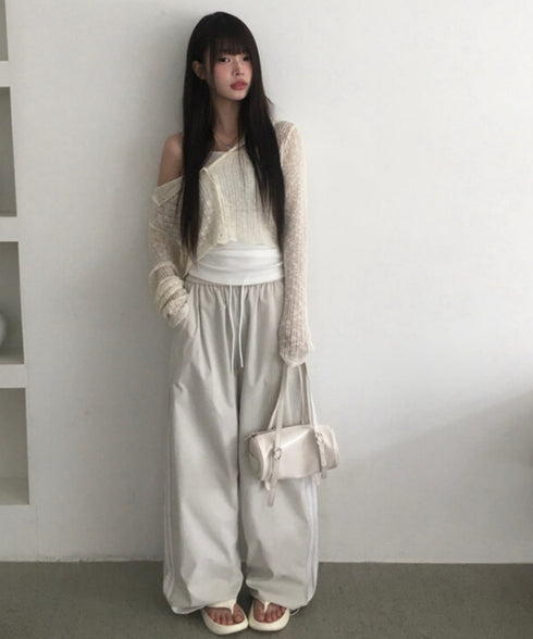 anyonemore(エニワンモア)/サイドレースライン ドローストリング トラック トレーニング パンツ/Dove Line Track Training Pants | AT2254034 | ベージュ