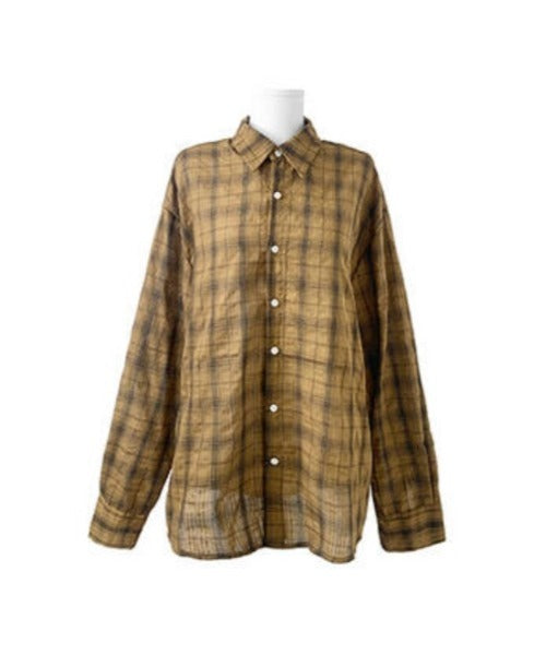 anyonemore(エニワンモア)/チェック柄 オーバーサイズ ルーズフィット 長袖 シャツ/Woods Checkered Oversized Fit Long Sleeve Shirt | AT2254035 | ブラウン