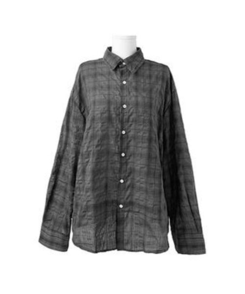 anyonemore(エニワンモア)/チェック柄 オーバーサイズ ルーズフィット 長袖 シャツ/Woods Checkered Oversized Fit Long Sleeve Shirt | AT2254035 | チャコールグレー