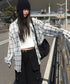 anyonemore(エニワンモア)/チェック柄 オーバーサイズ ルーズフィット 長袖 シャツ/Woods Checkered Oversized Fit Long Sleeve Shirt | AT2254035 | ホワイト