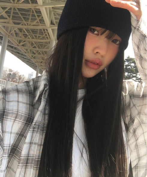 anyonemore(エニワンモア)/チェック柄 オーバーサイズ ルーズフィット 長袖 シャツ/Woods Checkered Oversized Fit Long Sleeve Shirt | AT2254035 | ホワイト