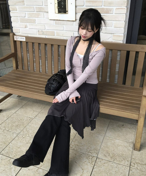 anyonemore(エニワンモア)/フード付き スナップボタン スリムフィット 長袖 Tシャツ/Rezer Hoodie Button Long Sleeve T-Shirt | AT2254036 | ピンクベージュ