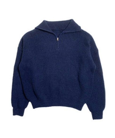 anyonemore(エニワンモア)/2WAY ルーズ ハーフジップ ハイネック ニット プルオーバー/Vanilla Neck Collar Loose Fit Knit Half Zip-Up | AT2254037 | ネイビー