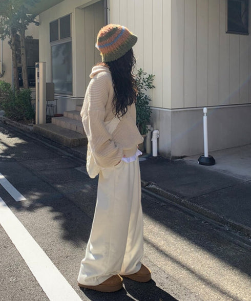 anyonemore(エニワンモア)/2WAY ルーズ ハーフジップ ハイネック ニット プルオーバー/Vanilla Neck Collar Loose Fit Knit Half Zip-Up | AT2254037 | ベージュ